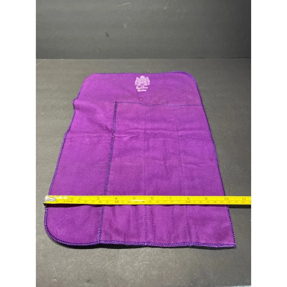 Royal Crest Sterling Silverware Storage Roll Purple Tarnish Resistant Felt Wrap